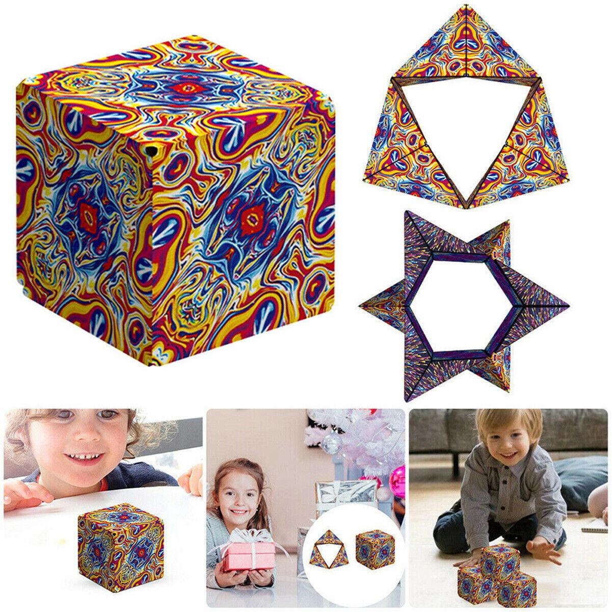 Kidzibo Magic Magnetic Cube, Creates Over 70+ Shapes